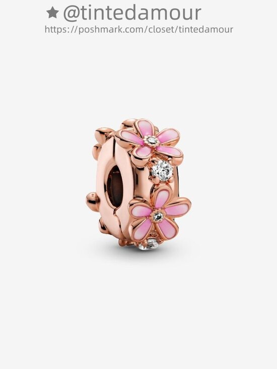 Pandora Pink Daisy Spacer Clip Charm|Pendant - Picture 1 of 2